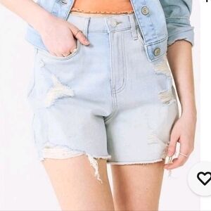 💜SO Super High Rise '90s Boyfriend Denim Shorts Blue Juniors' Size 1/ 25W🩷